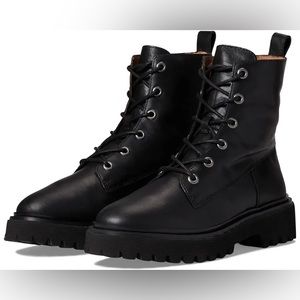 Madewell The Rayna Lace-Up Boot in Leather in Black